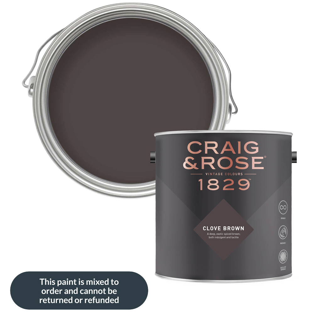 Craig & Rose Walls and Ceilings Clove Brown Chalky Emulsion Paint 5L