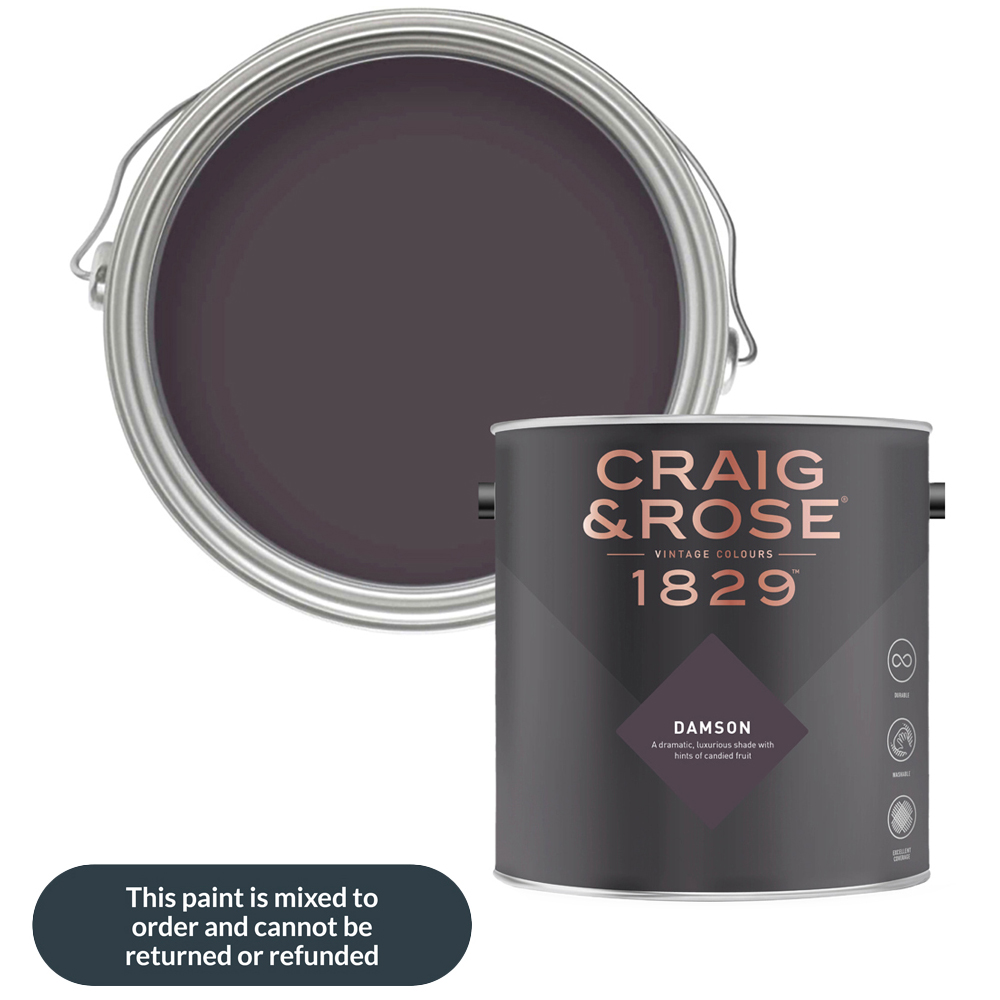 Craig & Rose Walls and Ceilings Damson Chalky Emulsion Paint 5L