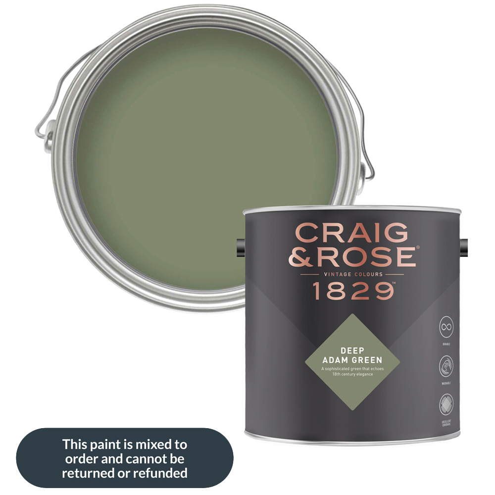 Craig & Rose Walls and Ceilings Deep Adam Green Chalky Emulsion Paint 5L