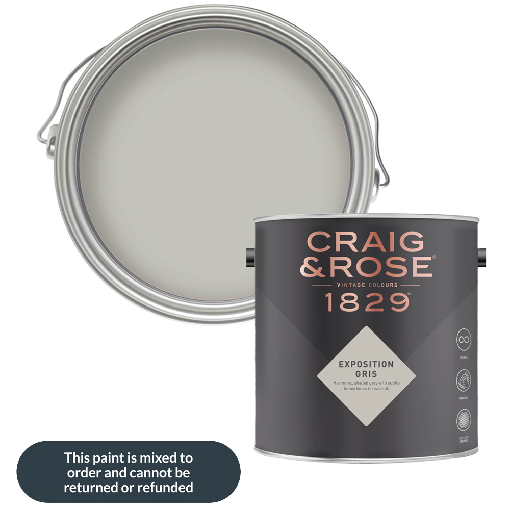 Craig & Rose Walls and Ceilings Exposition Gris Chalky Emulsion Paint 5L