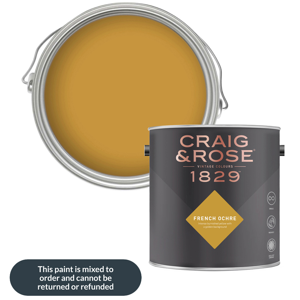Craig & Rose Walls and Ceilings French Ochre Chalky Emulsion Paint 5L