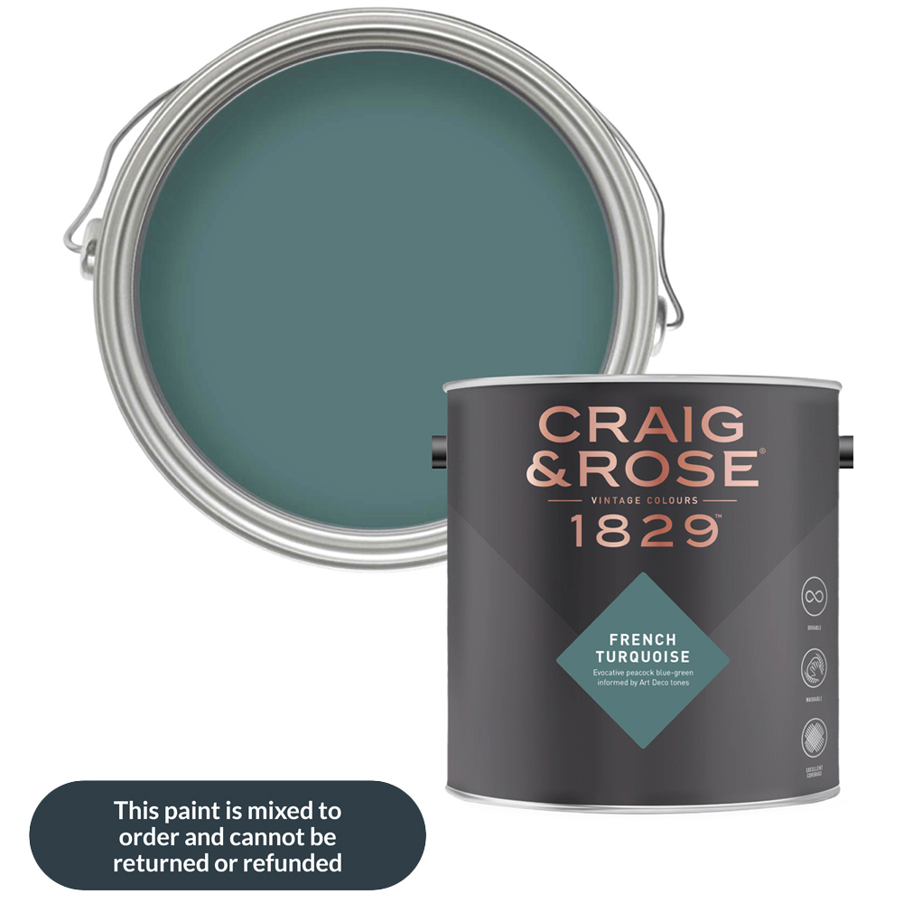 Craig & Rose Walls and Ceilings French Turquoise Chalky Emulsion Paint 5L