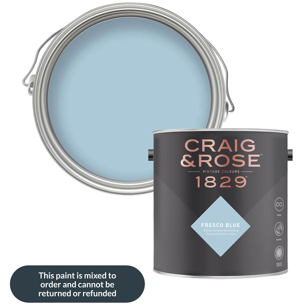 Craig & Rose Walls and Ceilings Fresco Blue Chalky Emulsion Paint 5L