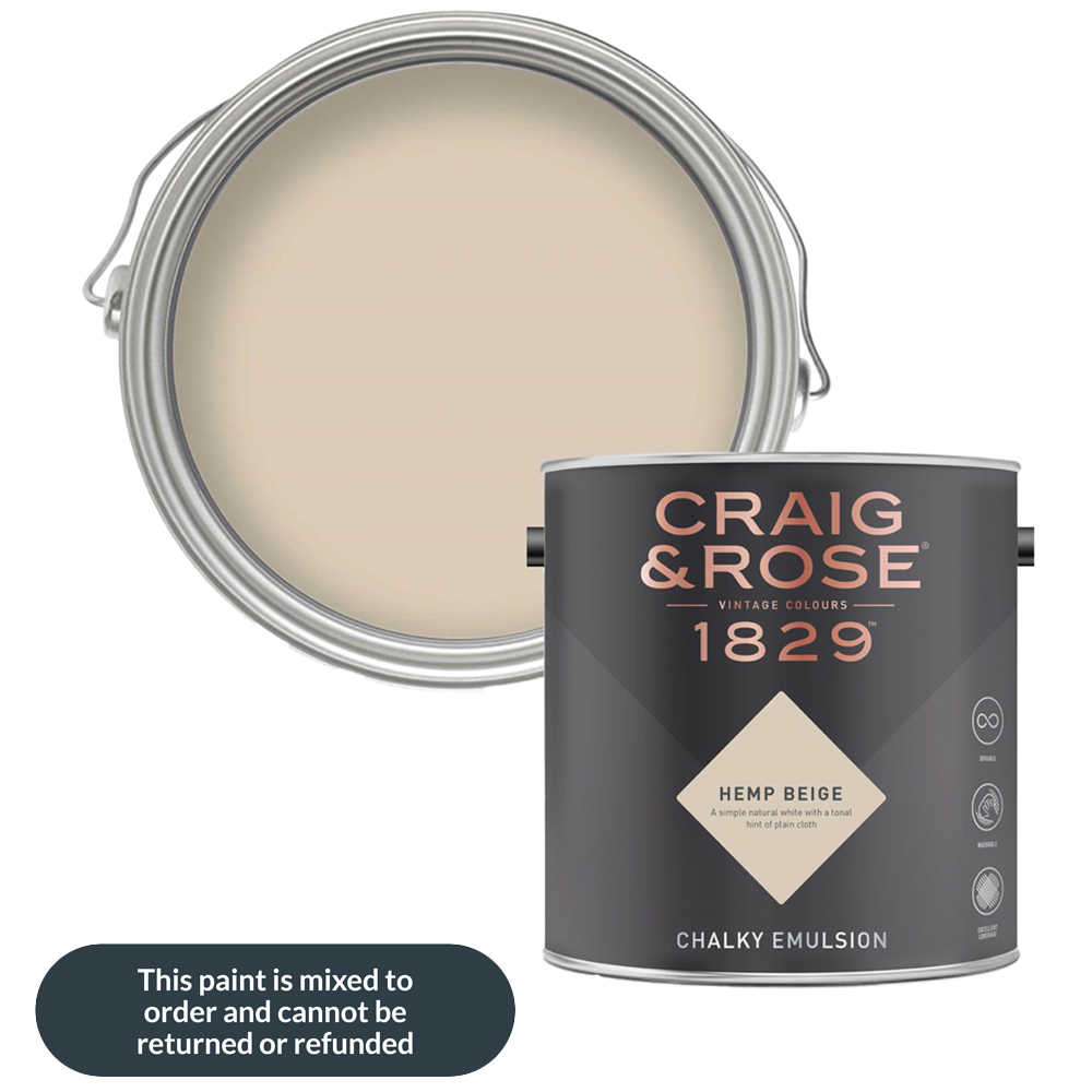 Craig & Rose Walls and Ceilings Hemp Beige Chalky Emulsion Paint 5L
