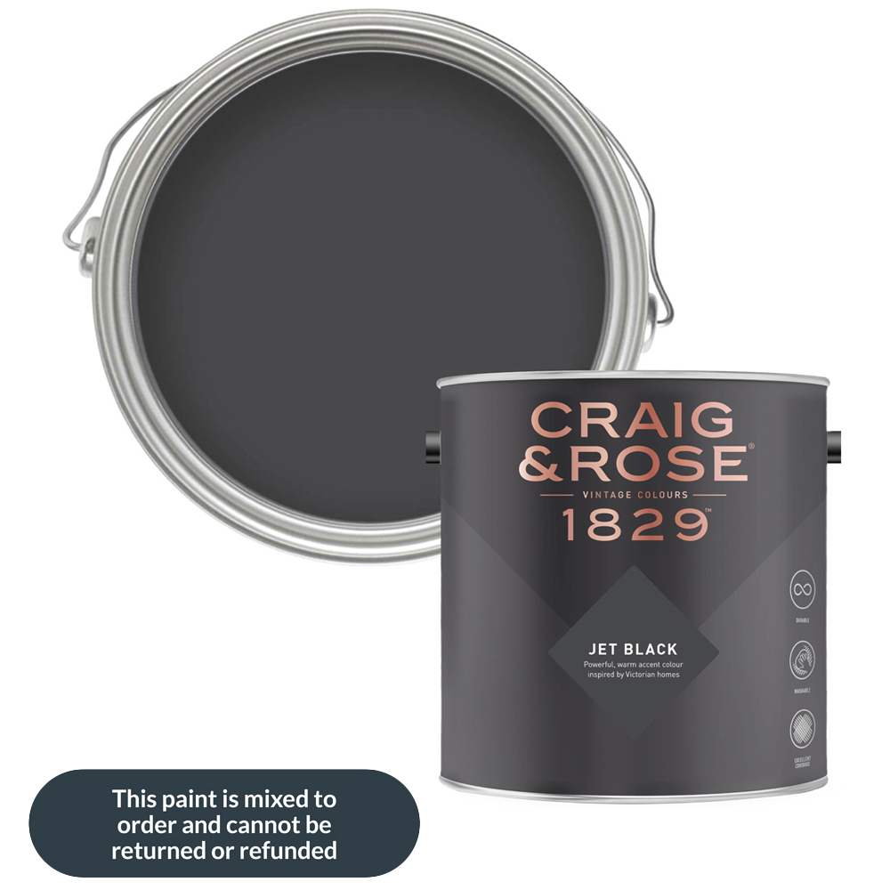 Craig & Rose Walls and Ceilings Jet Black Chalky Emulsion Paint 5L