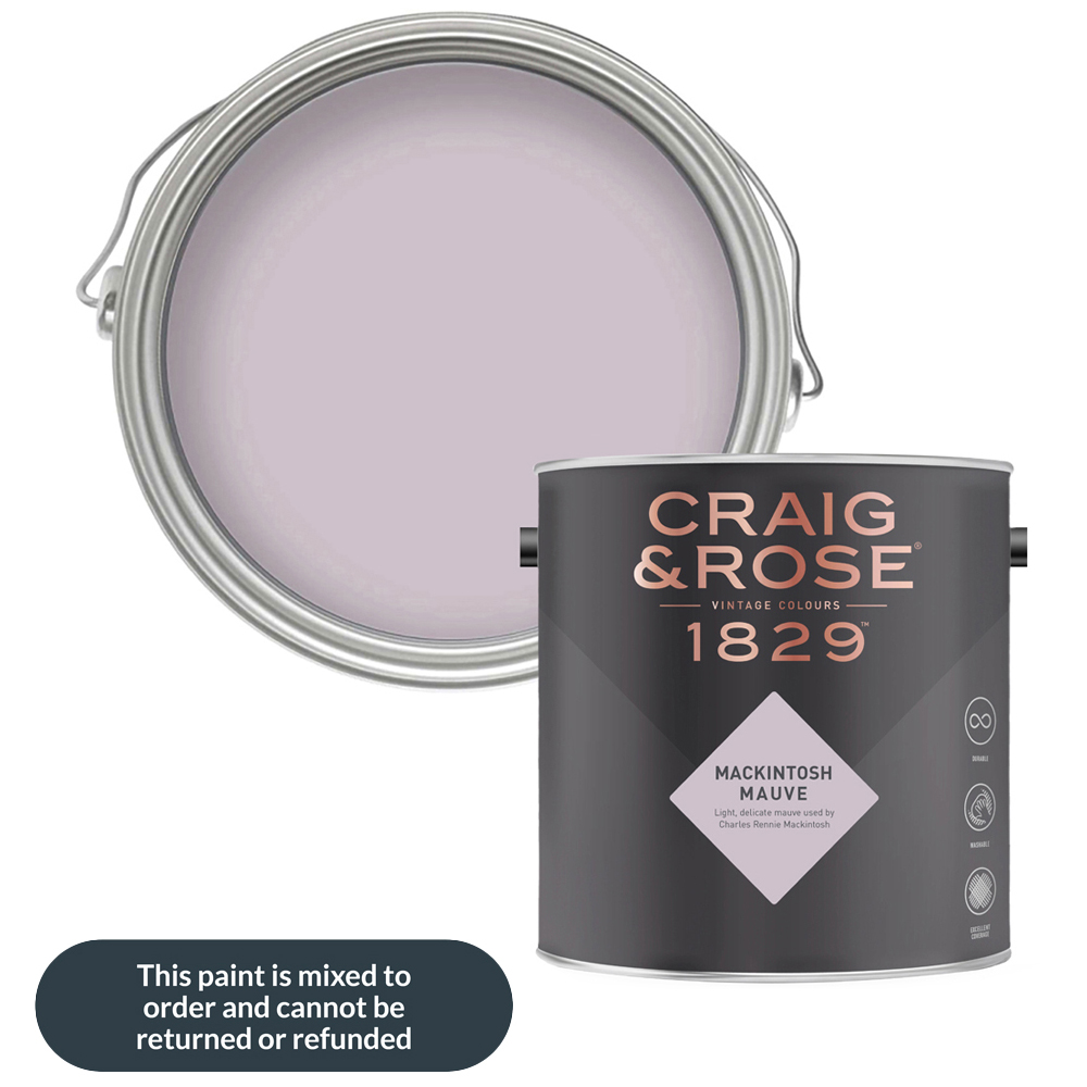 Craig & Rose Walls and Ceilings Mackintosh Mauve Chalky Emulsion Paint 5L