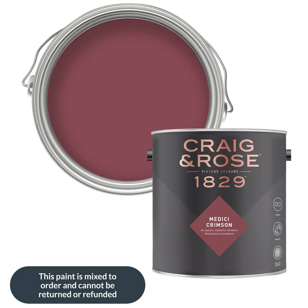 Craig & Rose Walls and Ceilings Medici Crimson Chalky Emulsion Paint 5L