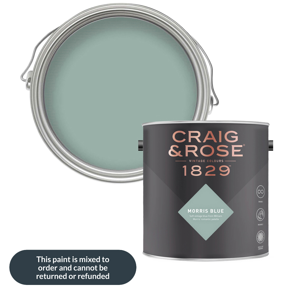 Craig & Rose Walls and Ceilings Morris Blue Chalky Emulsion Paint 5L