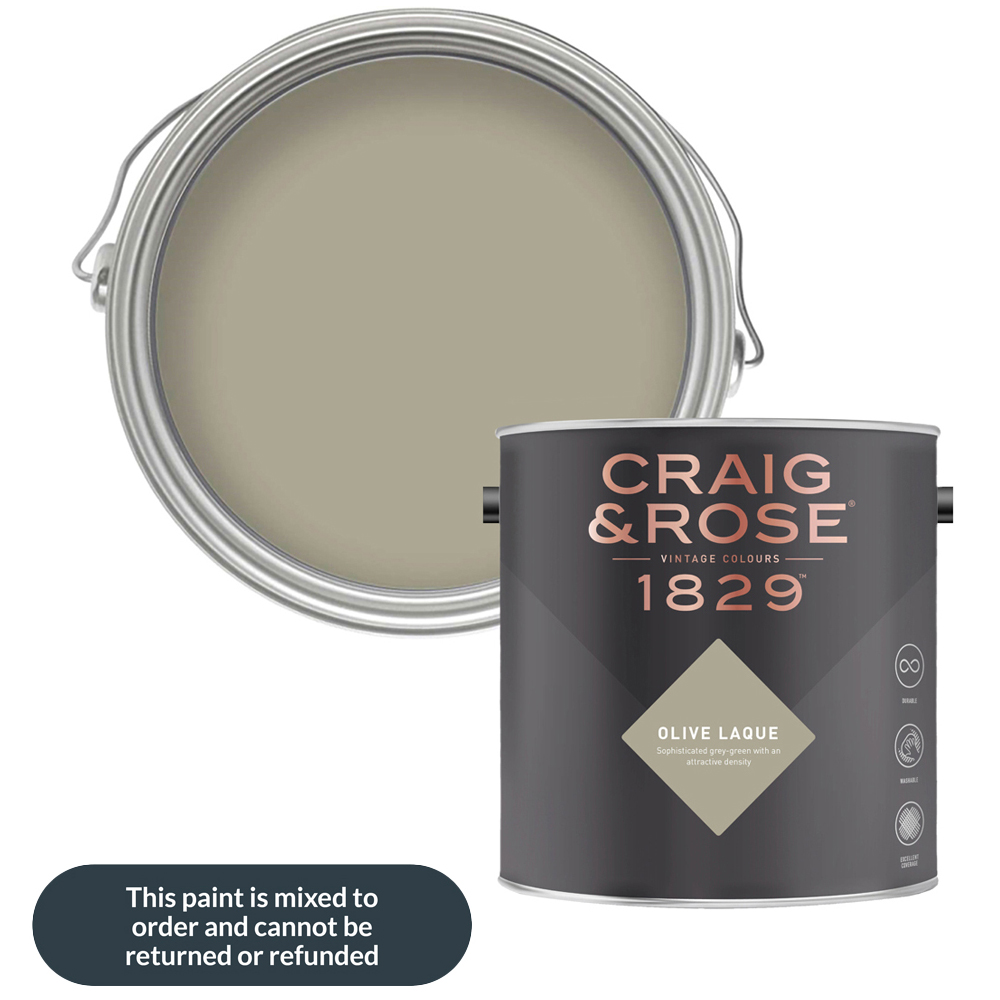 Craig & Rose Walls and Ceilings Olive Laque Chalky Emulsion Paint 5L