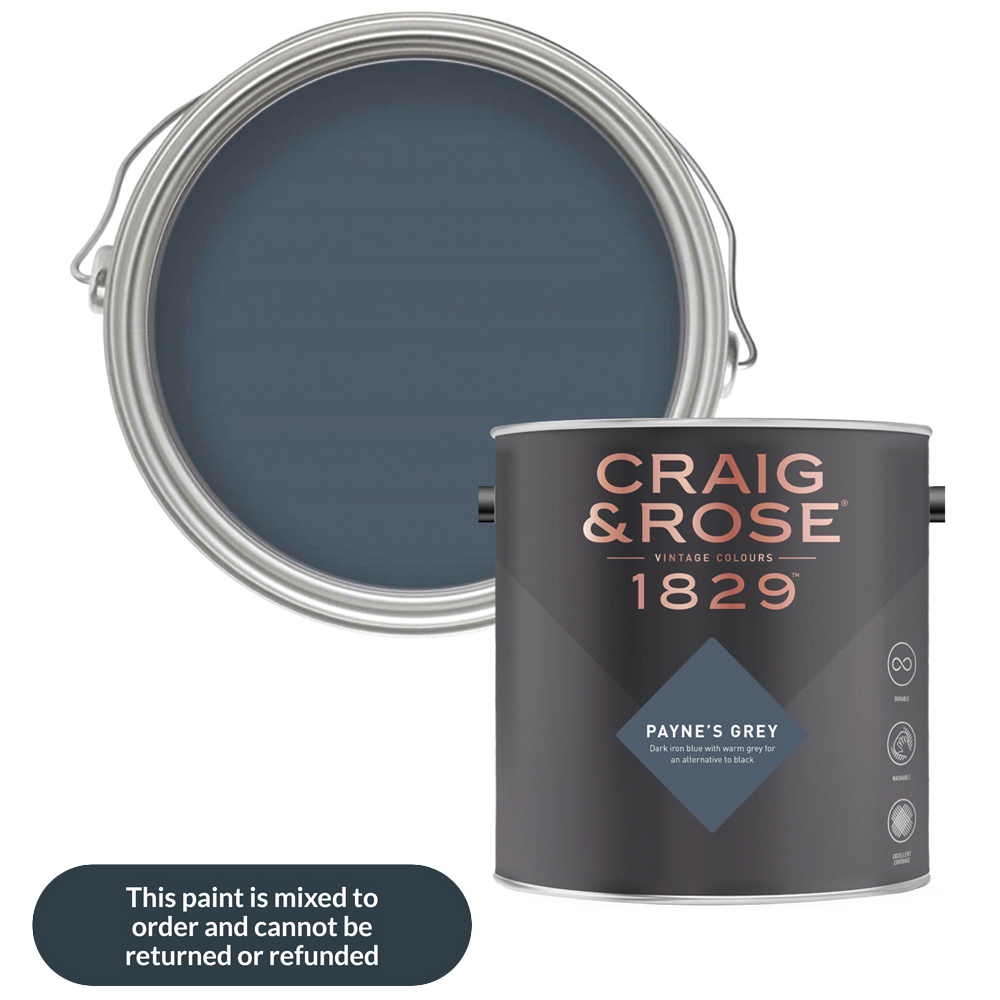 Craig & Rose Walls and Ceilings Payne's Grey Chalky Emulsion Paint 5L