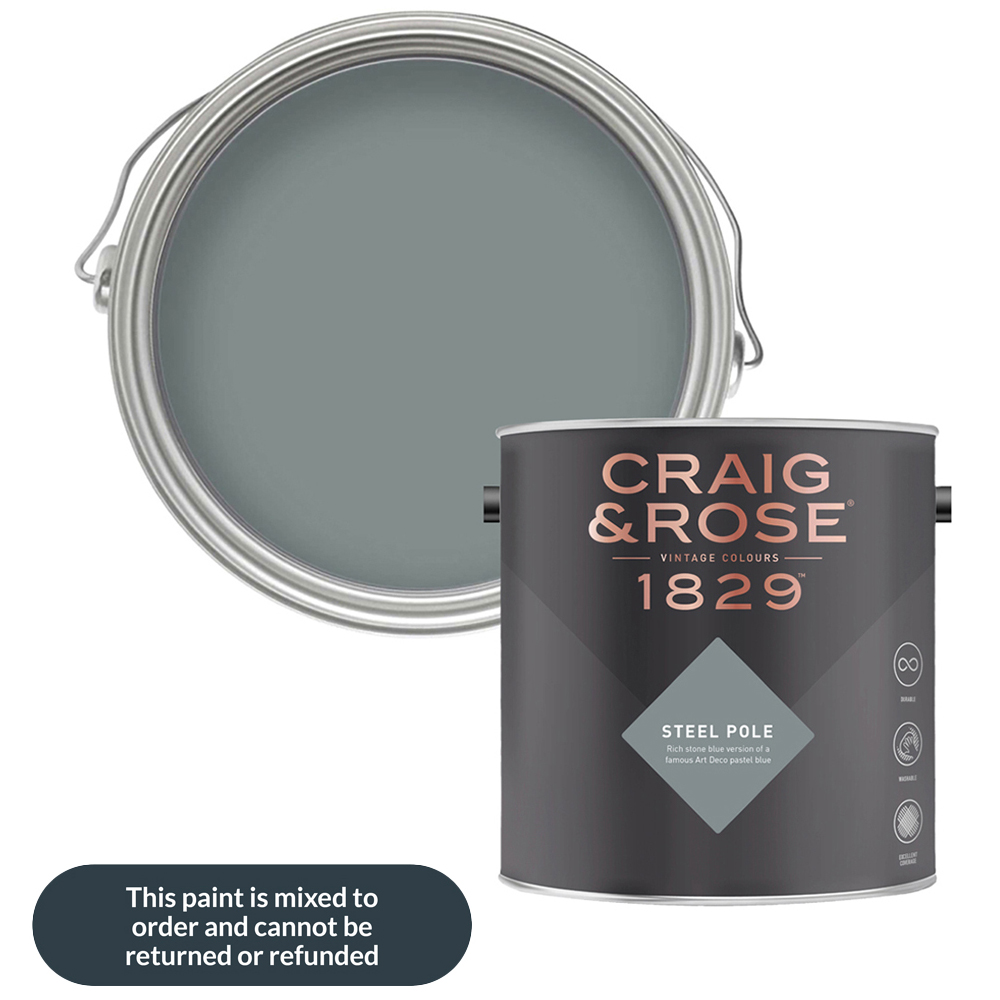 Craig & Rose Walls and Ceilings Steel Pole Chalky Emulsion Paint 5L