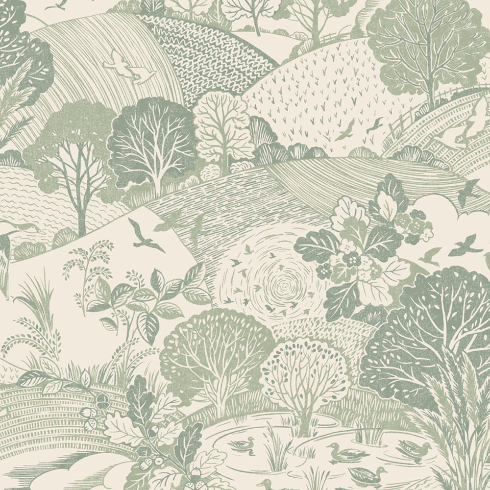 Arthouse Country Landscape Sage Wallpaper