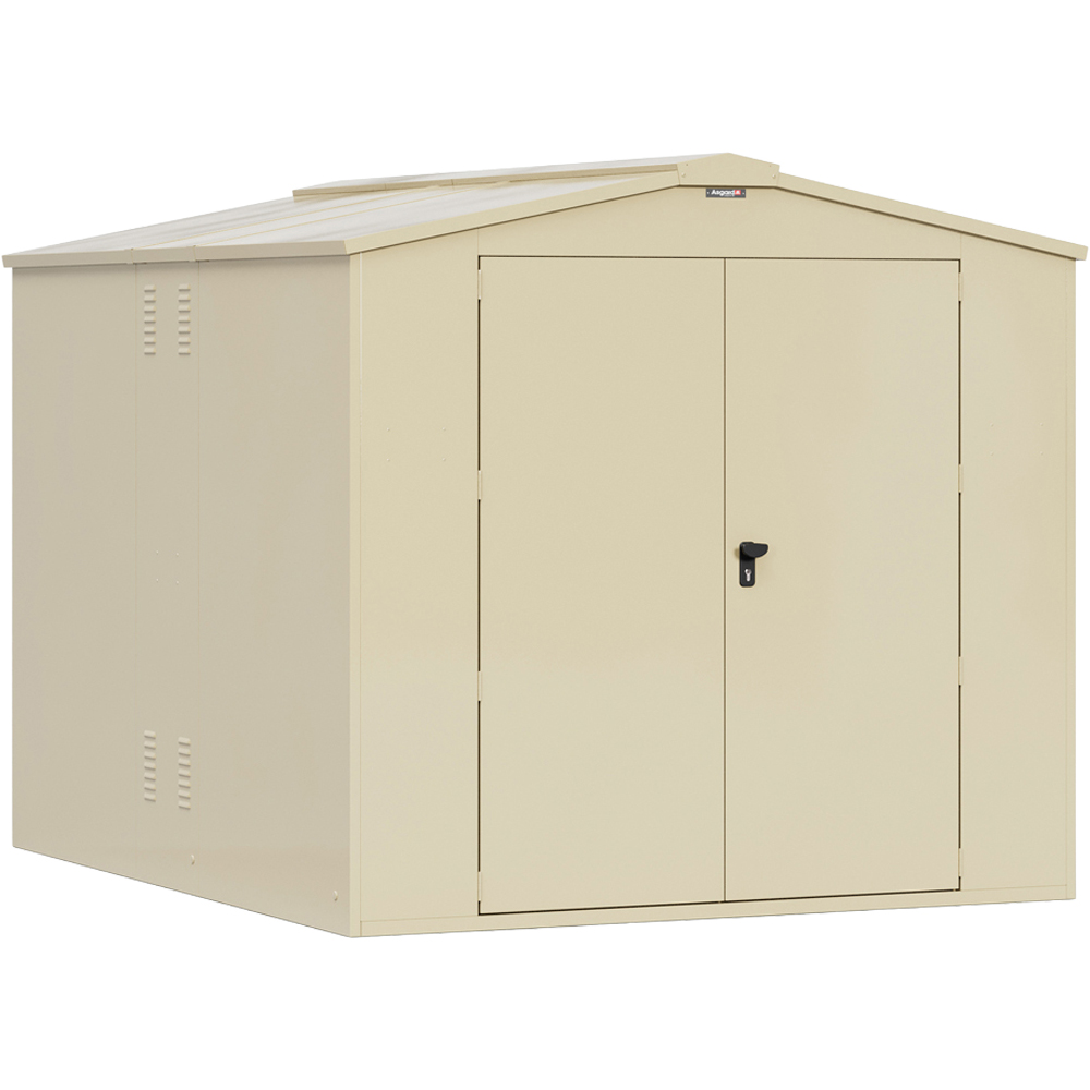 Asgard Gladiator Secured by Design 7 x 9ft Cream Metal Bike Shed with Floor and 5 Point Locking
