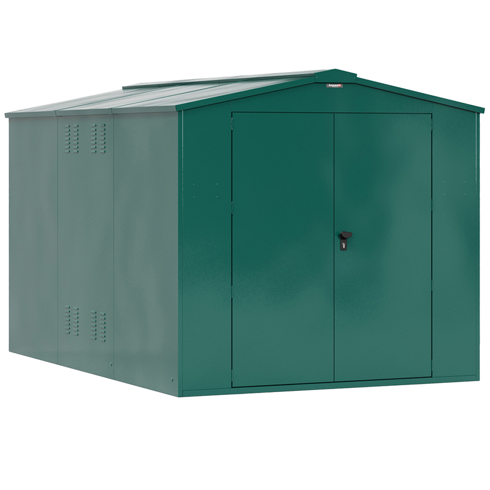 Asgard Gladiator Secured by Design 7 x 11ft Green Metal Bike Shed with Floor and 5 Point Locking