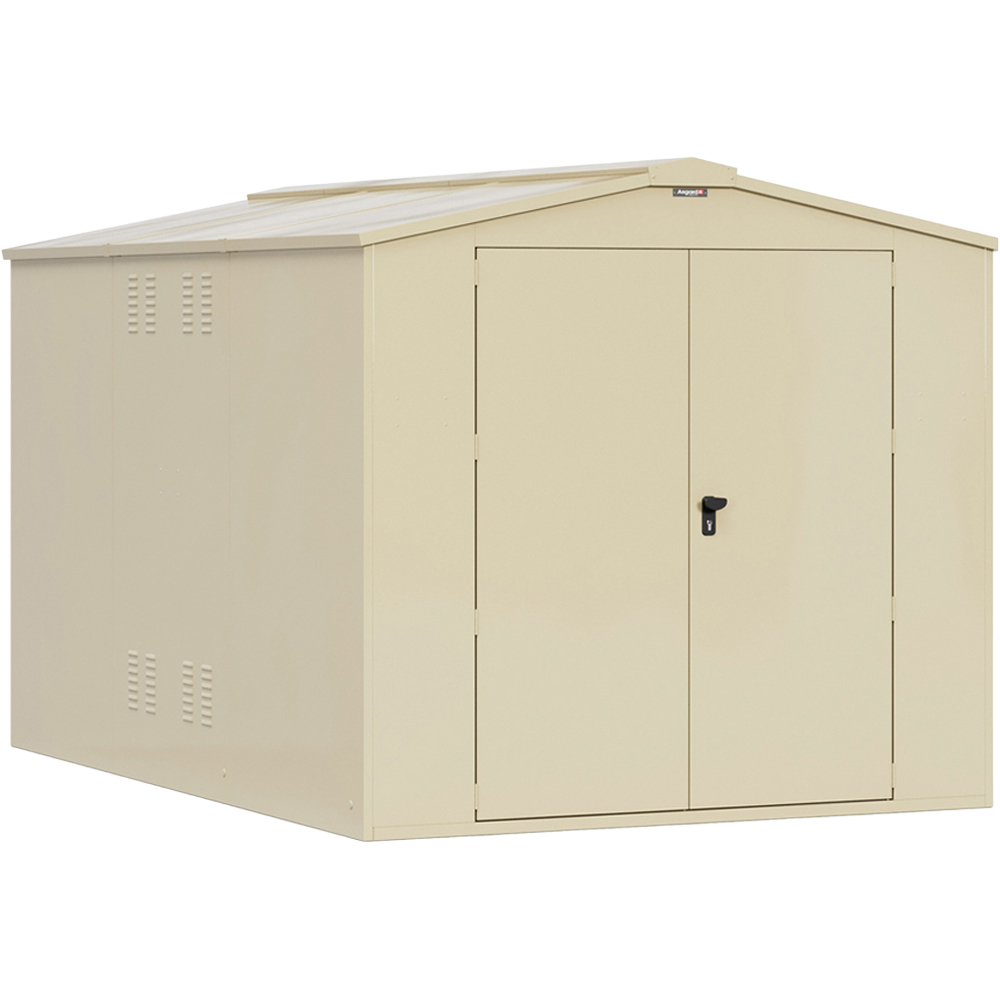 Asgard Gladiator Secured by Design 7 x 11ft Cream Metal Bike Shed with Floor and 5 Point Locking