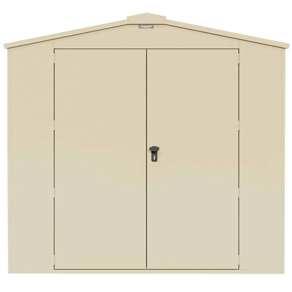 Asgard Gladiator Secured by Design 7 x 18ft Cream Metal Garden Shed with Floor and 5 Point Locking