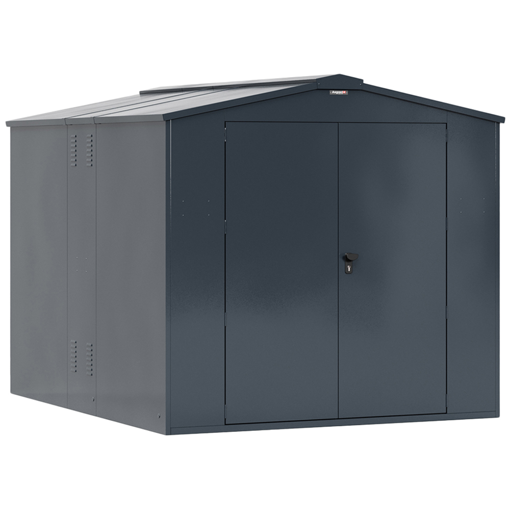 Asgard Gladiator Secured by Design 7 x 9ft Grey Metal Motorcycle Shed with Floor and 5 Point Locking