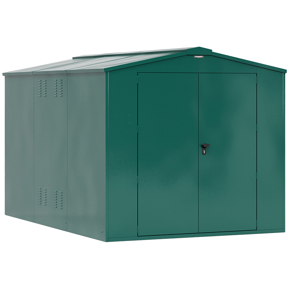 Asgard Gladiator Secured by Design 7 x 11ft Green Metal Motorcycle Shed with Floor and 5 Point Locking