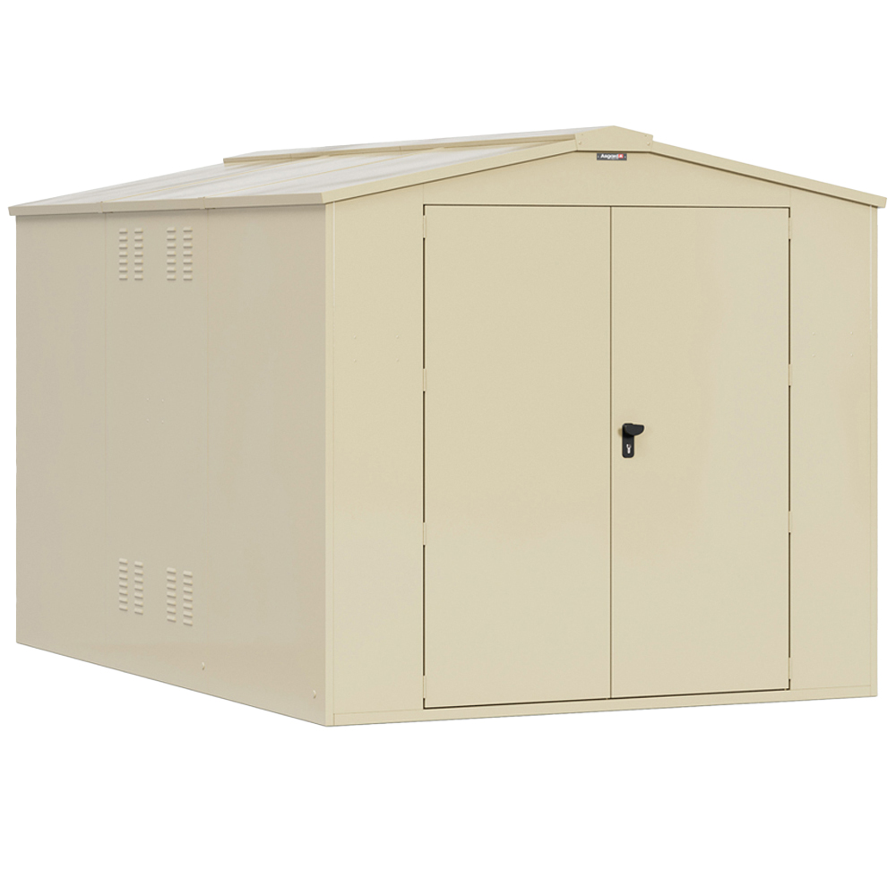 Asgard Gladiator Secured by Design 7 x 11ft Cream Metal Motorcycle Shed with Floor and 5 Point Locking