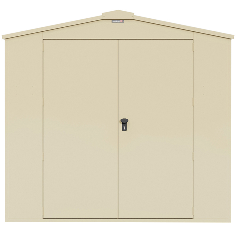 Asgard Gladiator Secured by Design 7 x 14ft Cream Metal Motorcycle Shed with Floor and 5 Point Locking