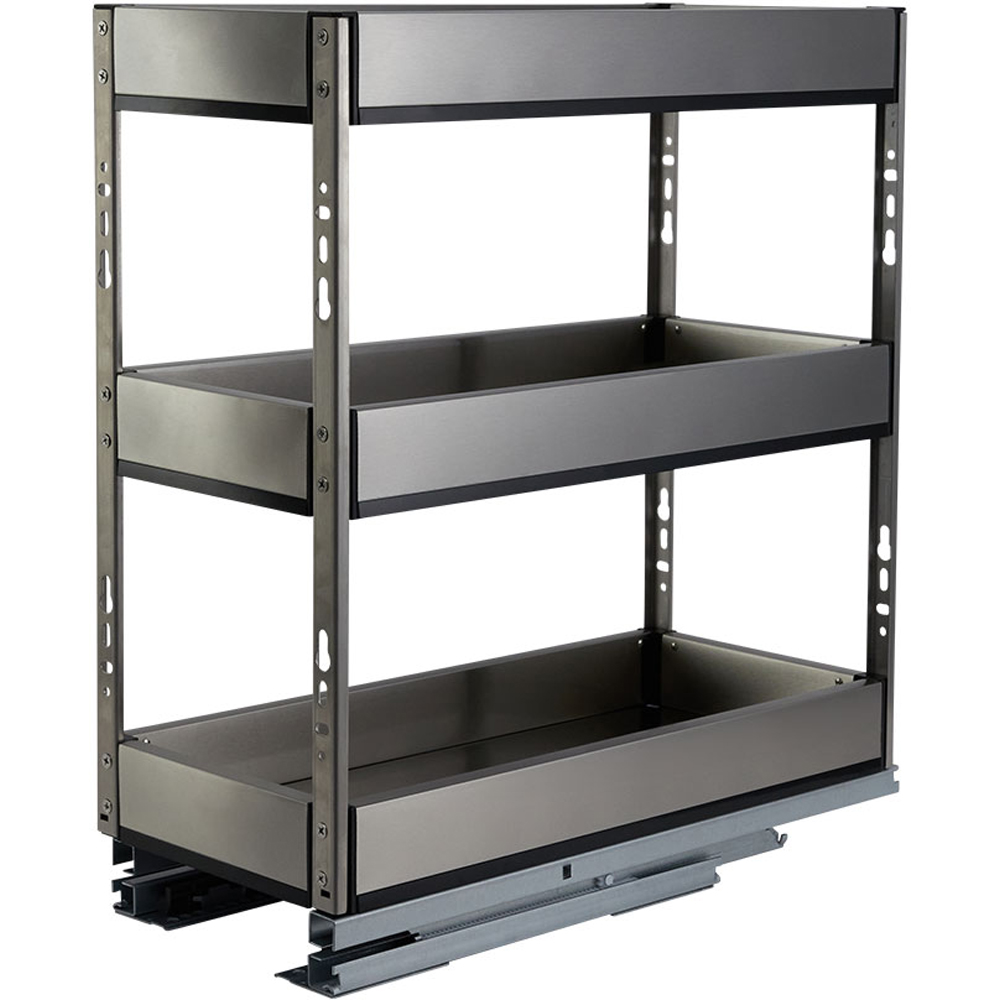 Living and Home 3 Tier Silver Kitchen Pull Out Shelf 43 x 25 x 45cm