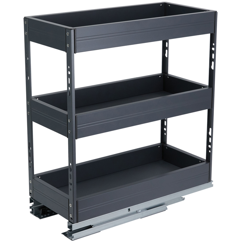 Living and Home 3 Tier Grey Kitchen Pull Out Shelf 43 x 25 x 45cm