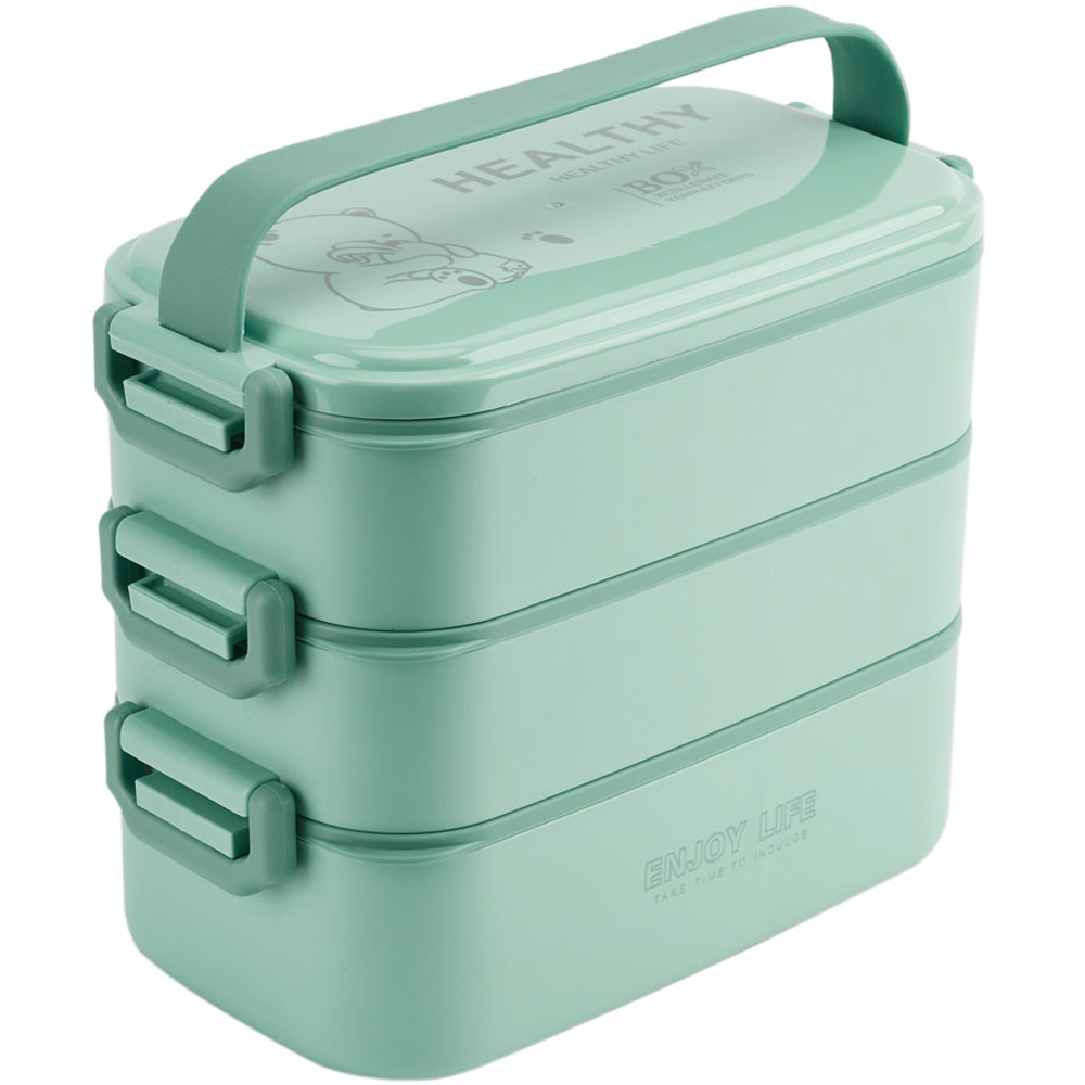 Living and Home 2 Tier Light Green Microwave Safe Stackable Bento Lunch Box