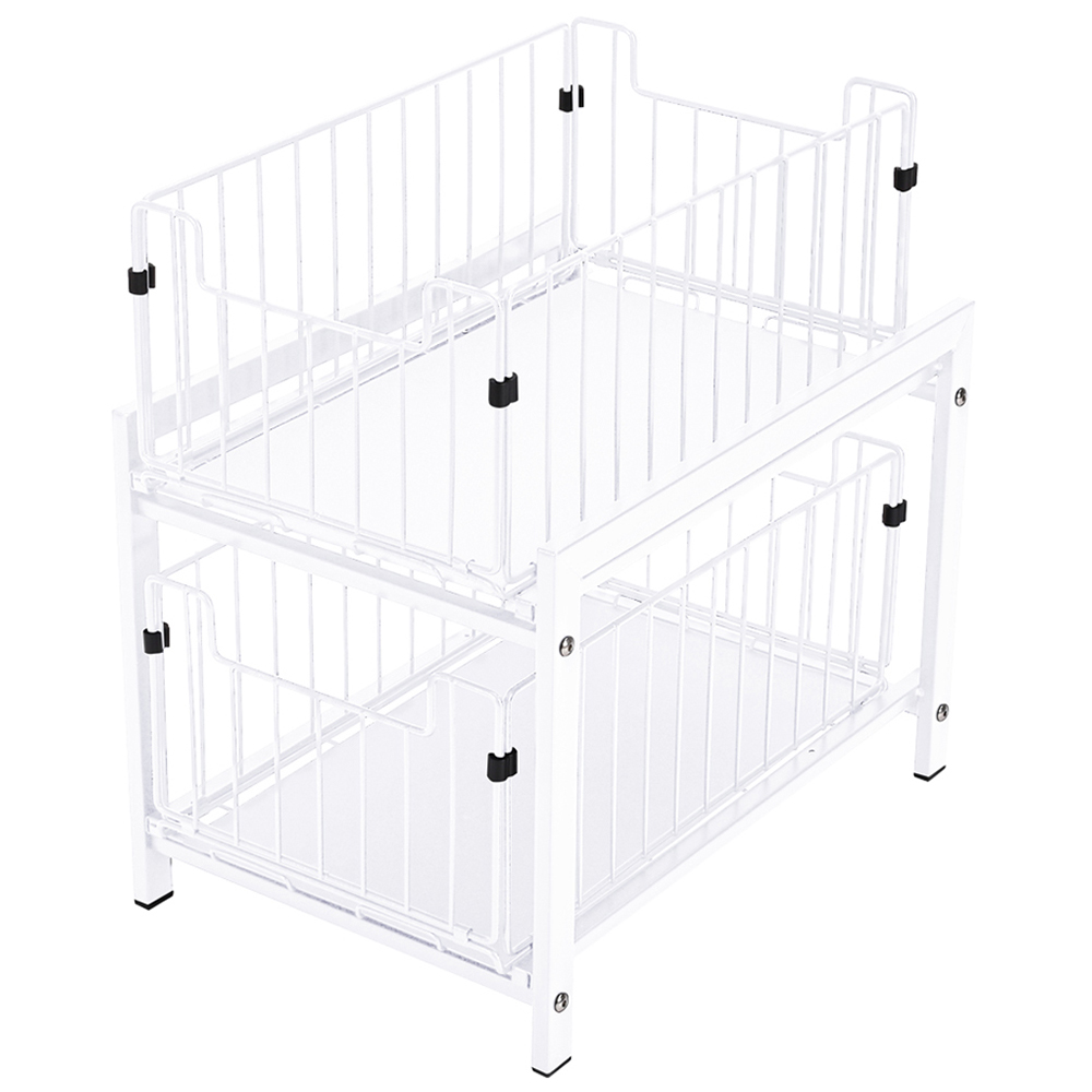 Living and Home 2 Tier Sliding Under Sink Storage Rack