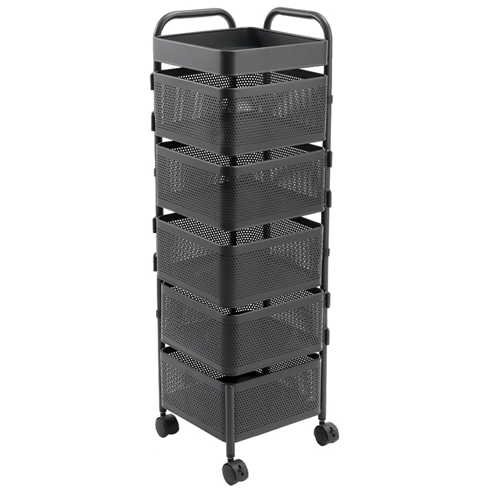 Living and Home 5 Tier Square Basket Rolling Kitchen Cart