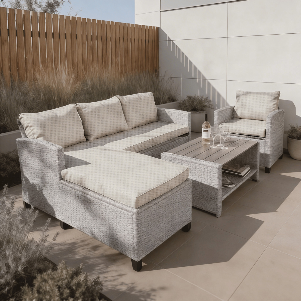 Home Source Trapani 5 Sofa Grey Rattan Outdoor Garden Furniture Sofa Set