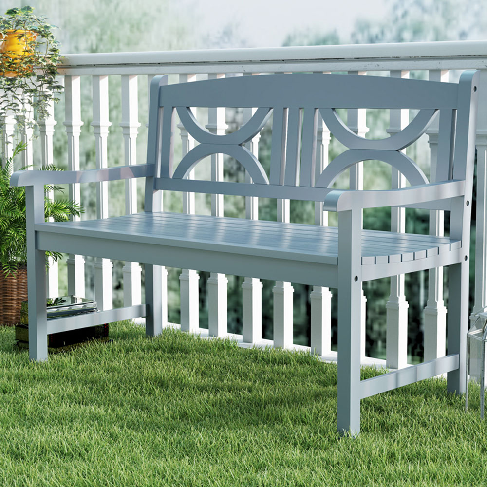 Outsunny 2 Seater Grey Wooden Outdoor Garden Bench