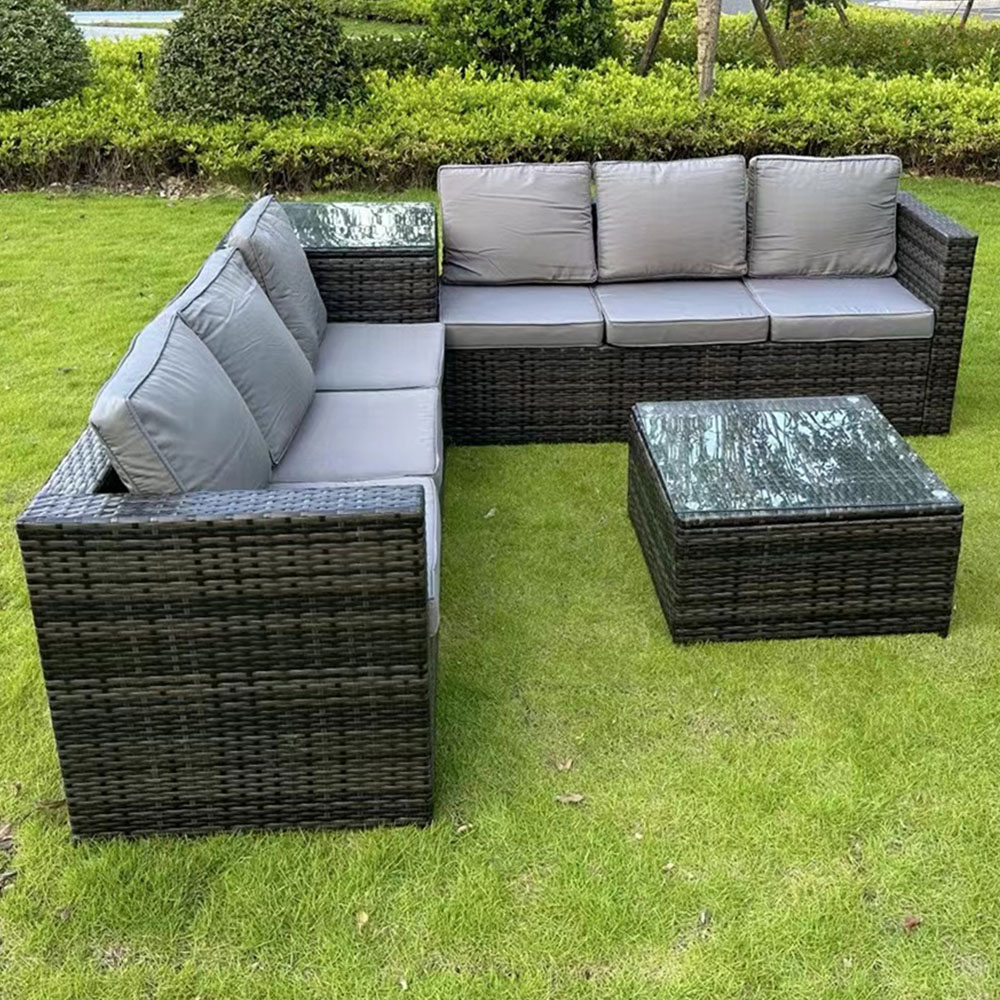Furniture One 6 Seater Rattan Garden Lounge Set with Side Table