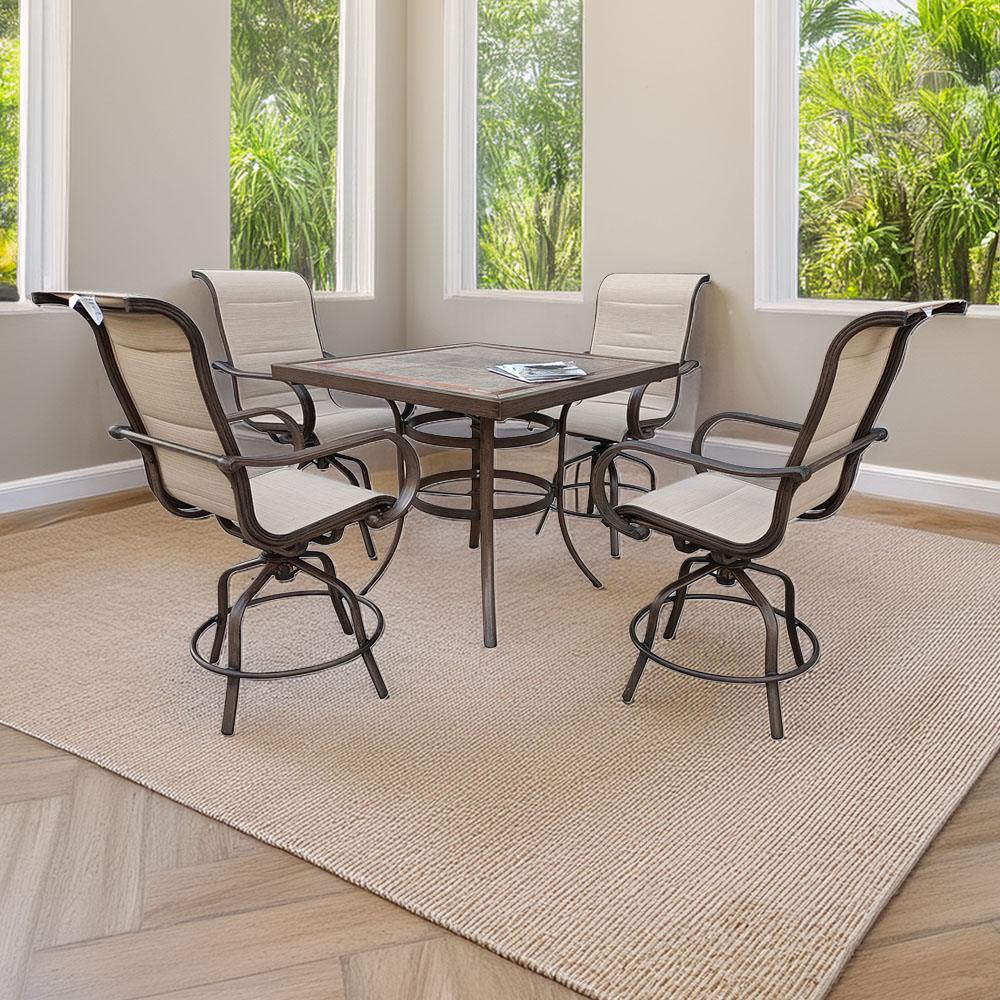 Furniture One 4 Seater Teslin Swivel Chair Aluminium Garden Dining Set