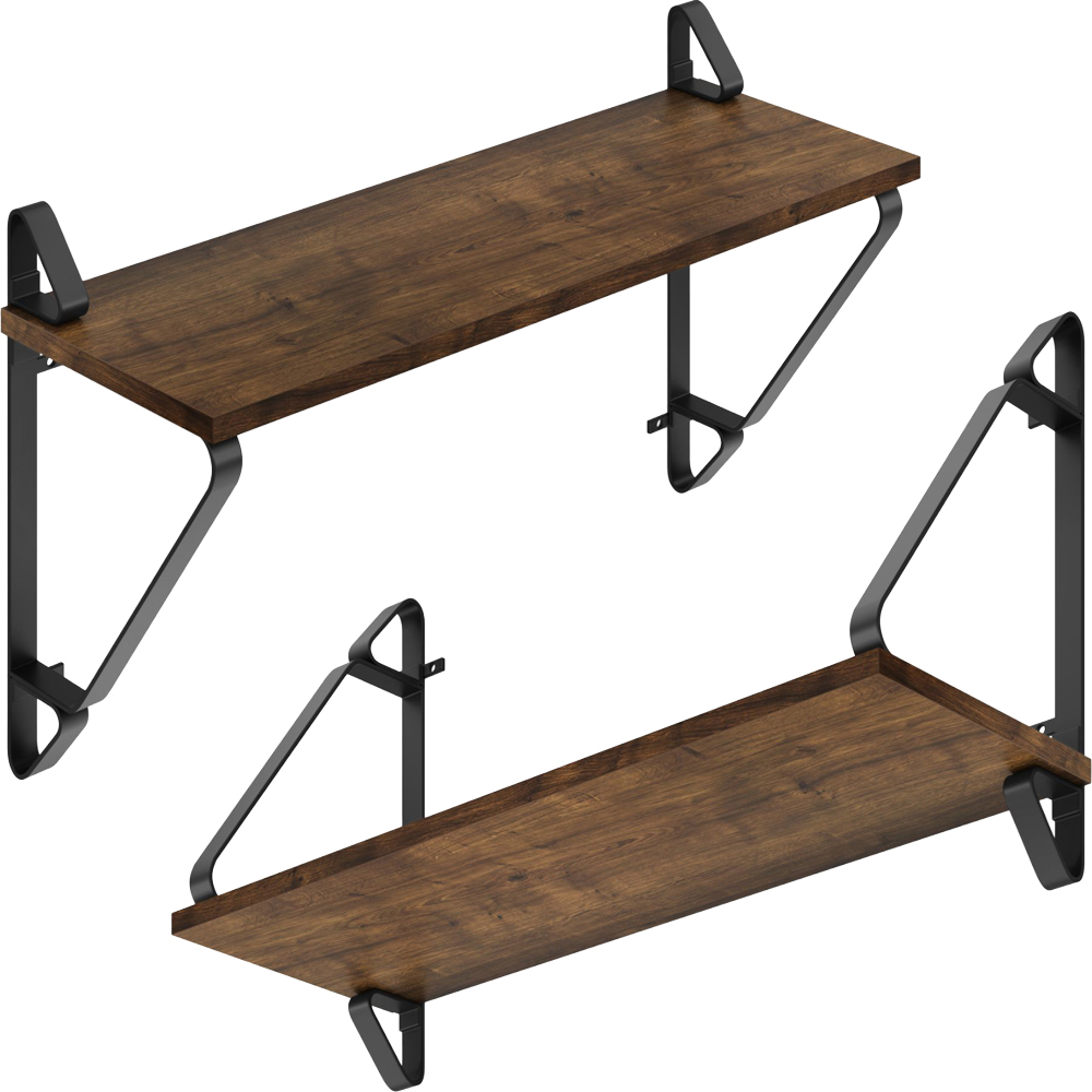 tectake Irvine Dark Wood Wall Shelf Set of 2