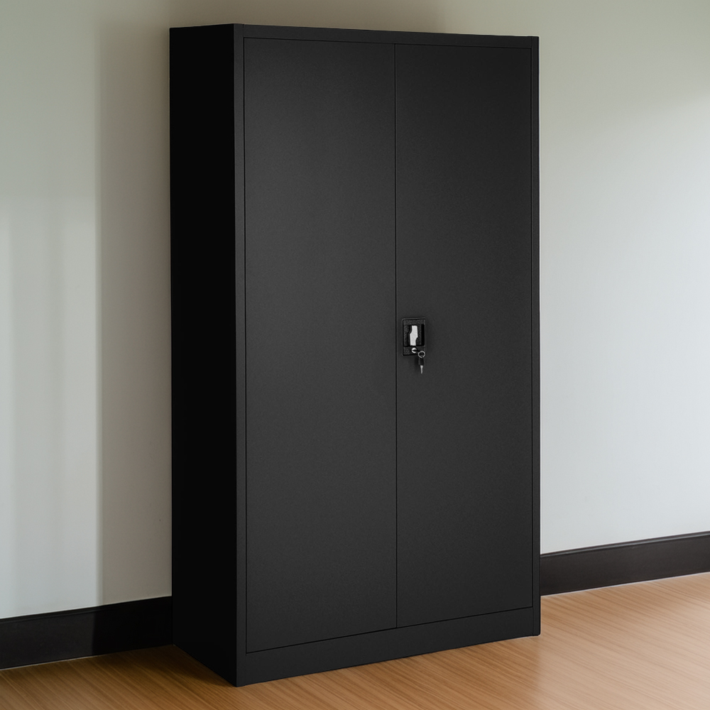 Tectake 5 Shelf Black Lockable Filing Cabinet Set of 4