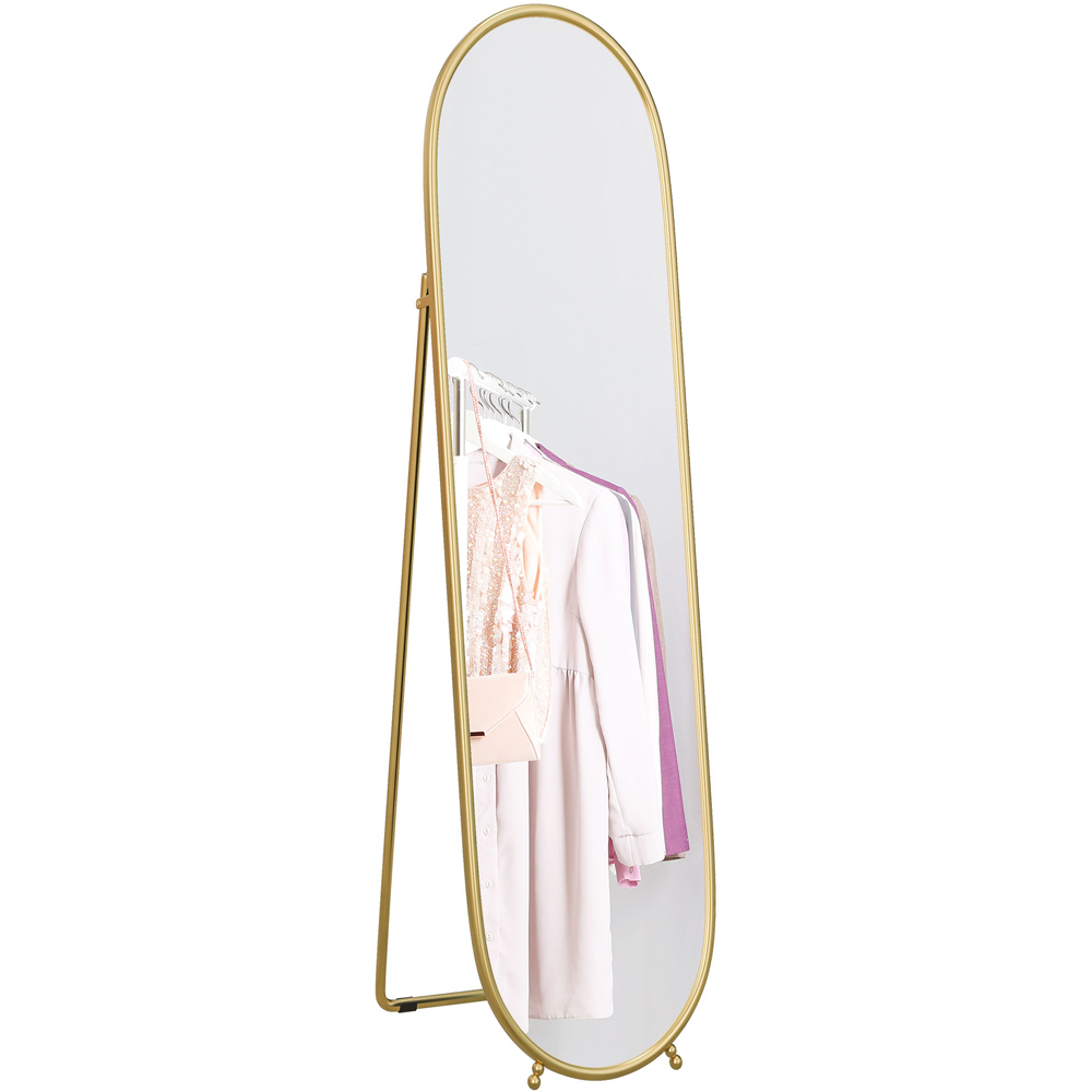 Portland Gold Tone Metal Frame Oval Full Length Mirror 160 x 40cm