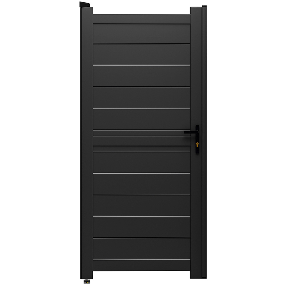 Readymade Gates Black Aluminium Pedestrian Gate 1600 x 1000mm - Horizontal Infill - Key Operated Lock