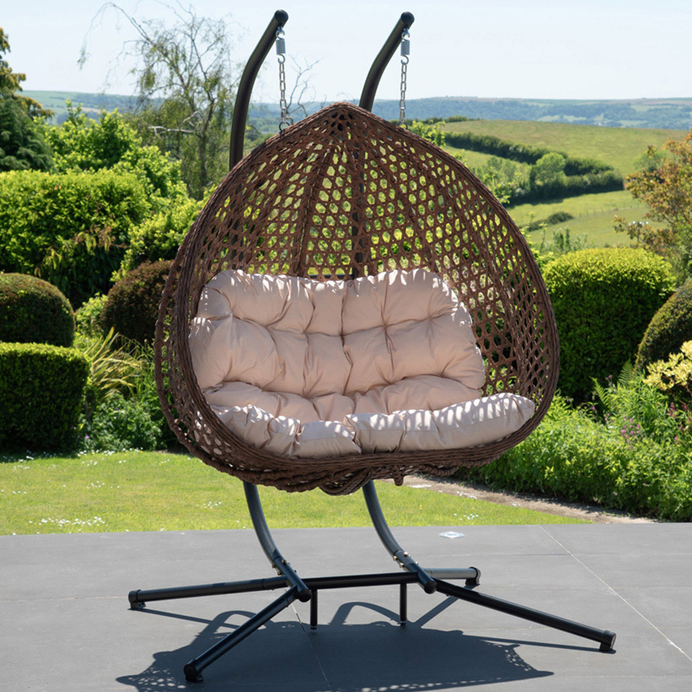 Artemis Home Alston 2 Seater Cream Garden Hanging Egg Chair