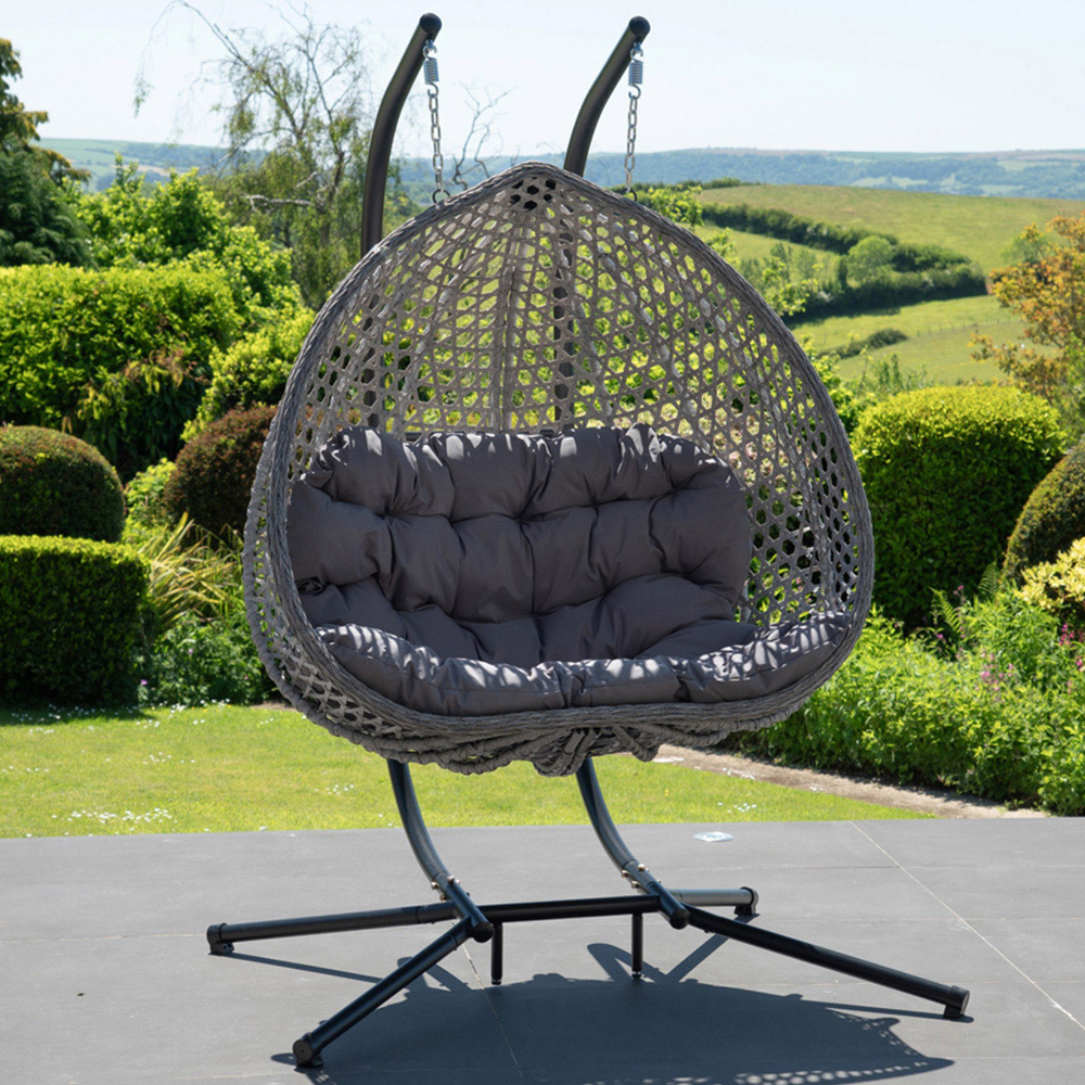 Artemis Home Alston 2 Seater Dark Grey Garden Hanging Egg Chair