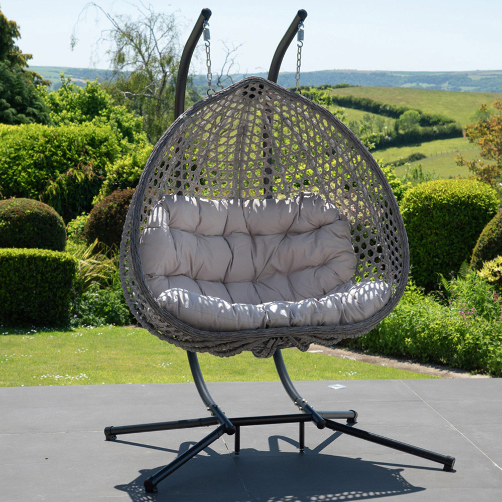 Artemis Home Alston 2 Seater Light Grey Garden Hanging Egg Chair