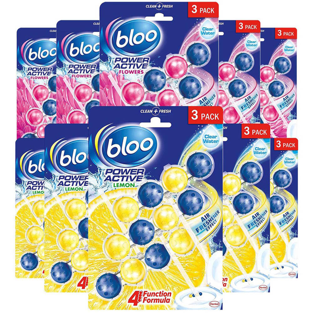 Bloo Power Active Fresh Flowers and Lemon Anti Limescale Toilet Rim Block 50g 15 Pack