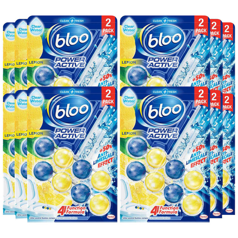 Bloo Power Active Lemon Anti Limescale Toilet Rim Block 50g 24 Pack