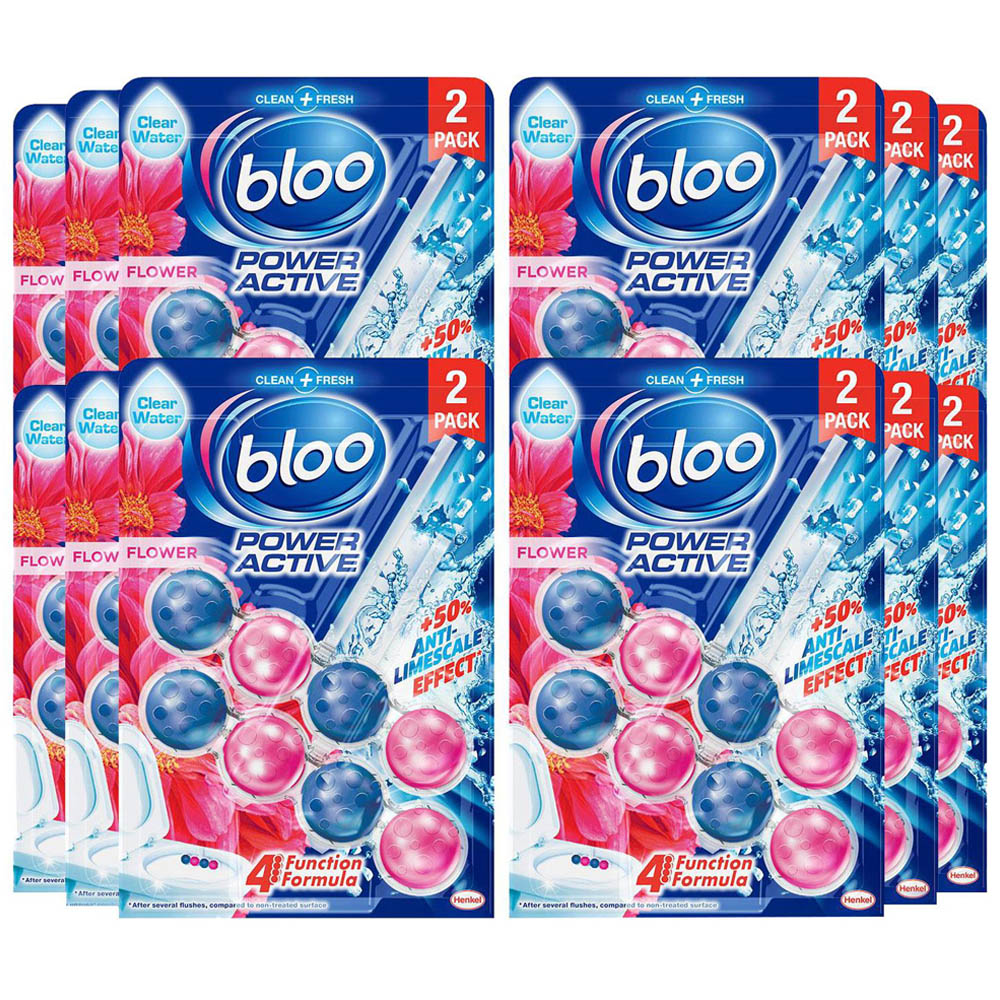 Bloo Power Active Flower 4 Function Formula Toilet Rim Block 50g 24 Pack
