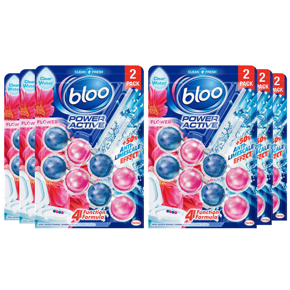Bloo Power Active Flower 4 Function Formula Toilet Rim Block 50g 6 Pack