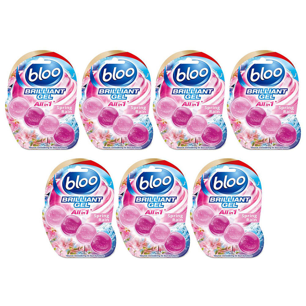 Bloo Brilliant Gel All in 1 Spring Rain Toilet Rim Block 42g 7 Pack