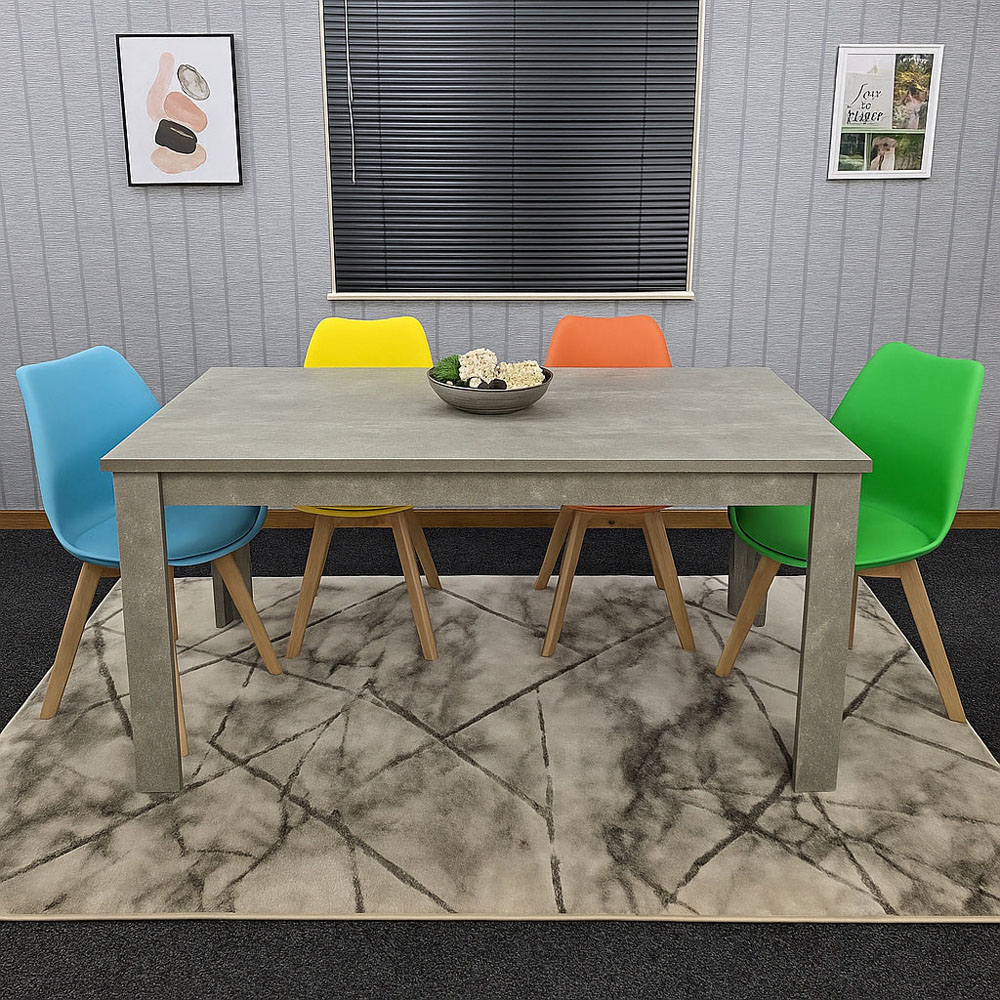 Kosy Koala 4 Seater Stone Grey Effect Wood Dining Table with Mixed Chairs