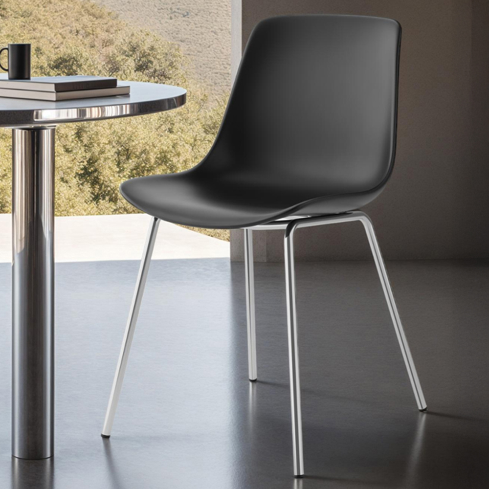 tectake Mave Set of 6 Black and Chrome Dining Chair