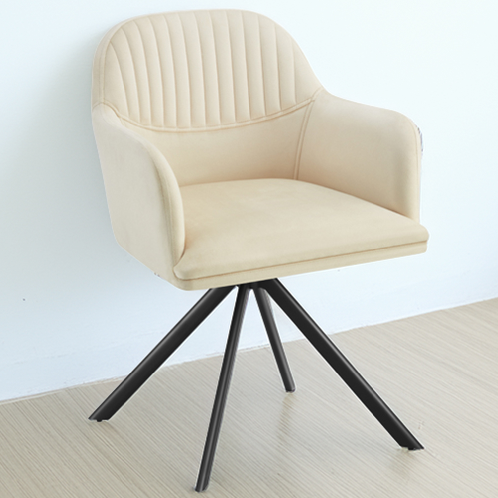 tectake Set of 4 Cream and Black Velvet Swivel Accent Armchair
