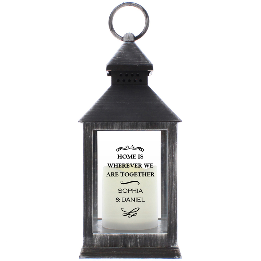 Personalised Memento Personalised Black Antique Scroll Rustic Lantern