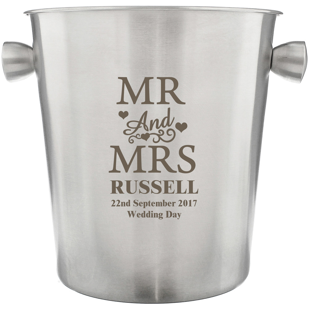 Personalised Memento Personalised Mr and Mrs Stainless Steel Ice Bucket